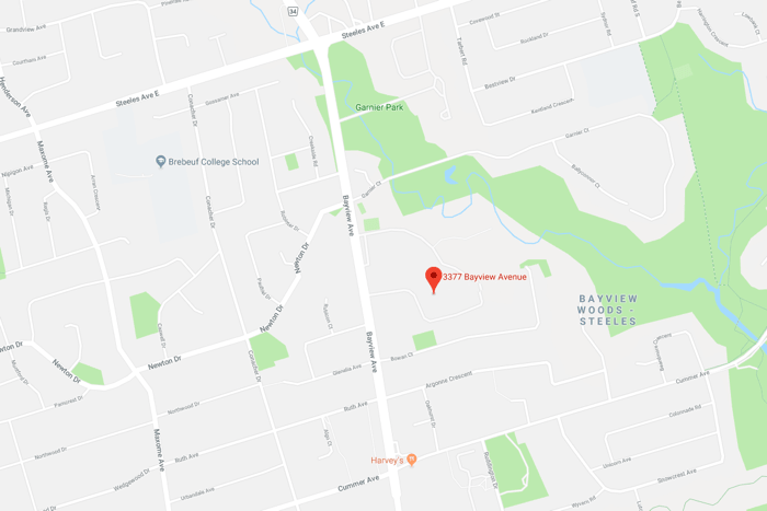 Map to Tyndale, 3377 Bayview Avenue Toronto, Ontario