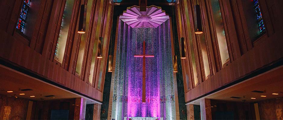 Cross in the middle of a chapel