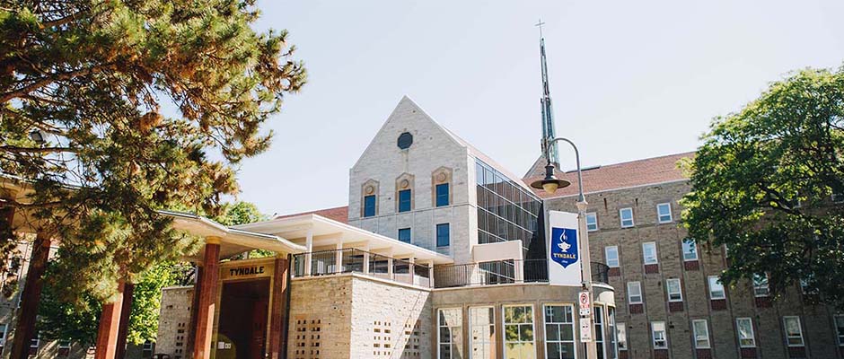 Front entrance of the Tyndale University building