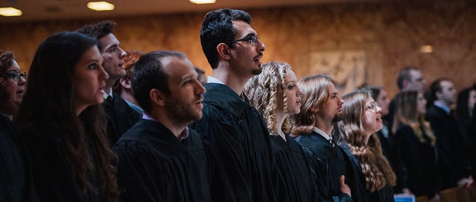 Students singing at Tyndale graduation