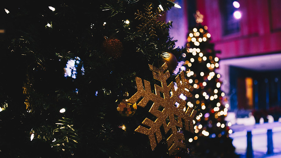 Christmas tree in Tyndale's Chapel