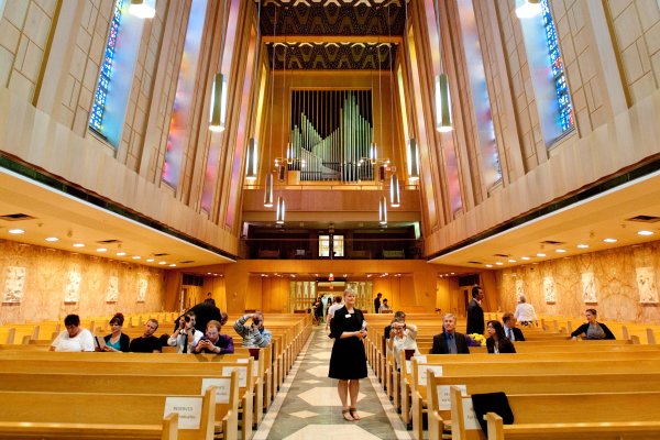 Stage view of the Tyndale University Chapel