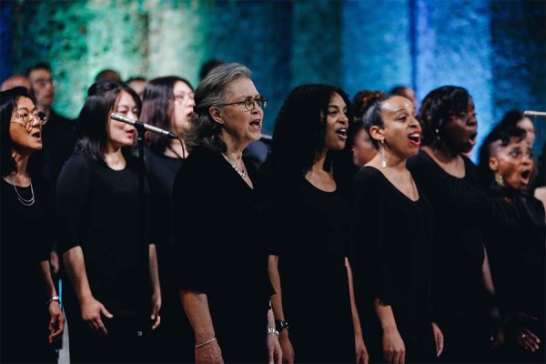 A group of women singing as part of the Tyndale Community Choir (TCC)