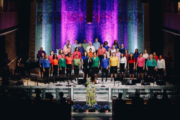 Tyndale Community Choir (TCC), TCC Band, local recording artist Saj McKenley, and other guest performers at centre stage