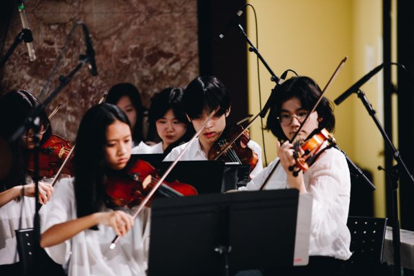 multiple people playing violins