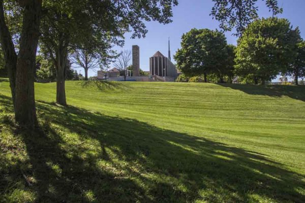 Open green space at the back of the Tyndale campus