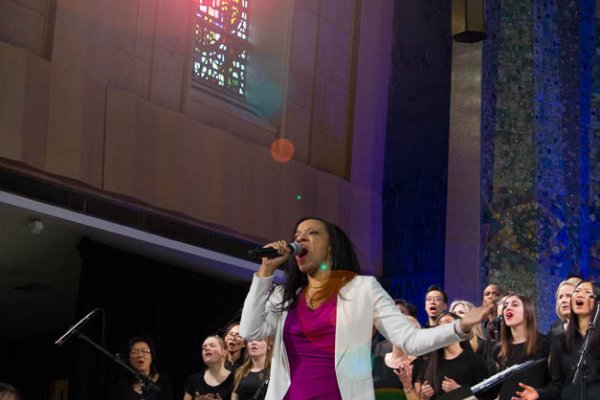 Dr. Davis singing with the TCC choir
