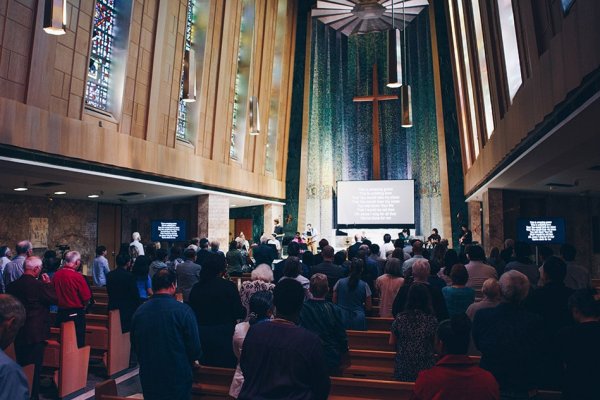 Chapel from the back during worship